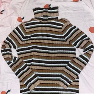 Striped brown turtleneck
